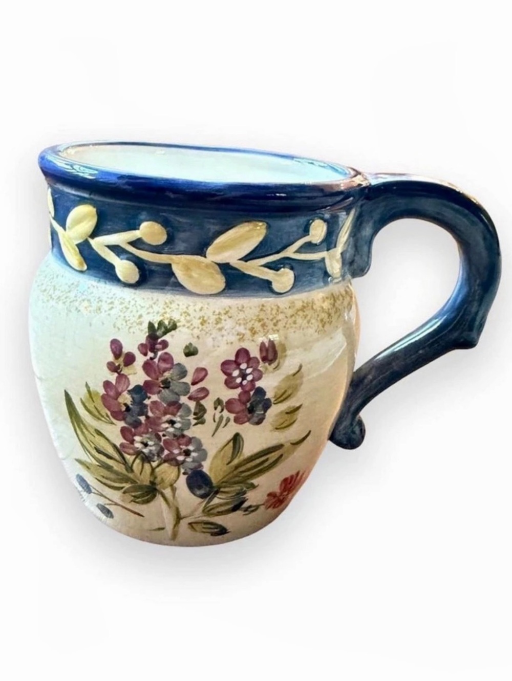 Certified International Flora Floral Ceramic Mug in Blue & Cream